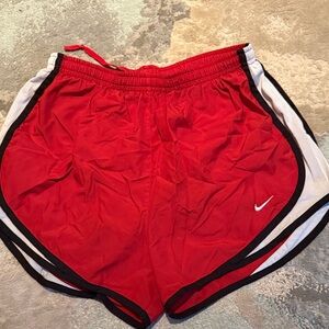Nike Women's Red and White Athletic Shorts